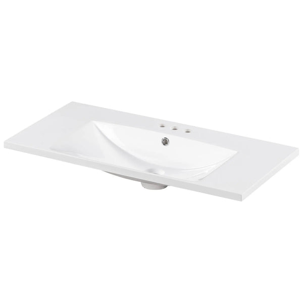 Single Bathroom Basin Sink, Vanity Top Only With 3 Faucet Holes