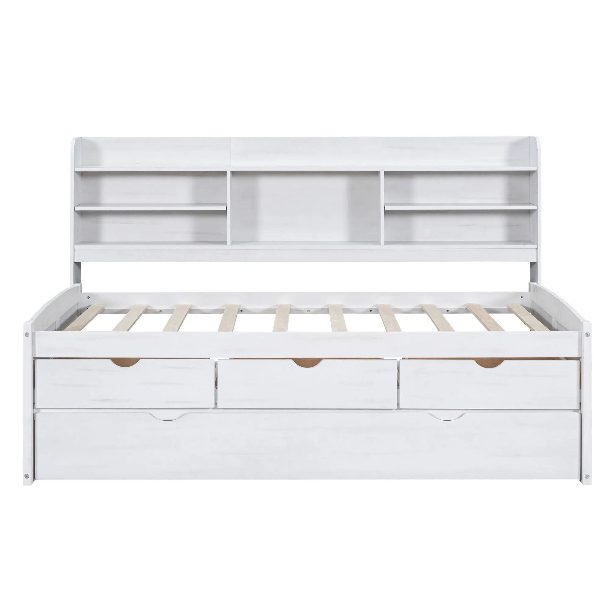 Captain Bed With Built In Bookshelves, 3 Storage Drawers, And Trundle by HouseOfZazla