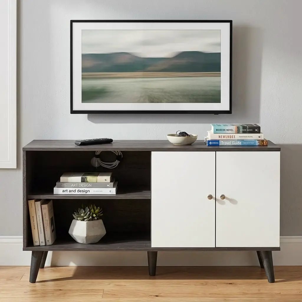 Amidon - TV Stand, With 2 Storage Shelves And 1 Cabinet by Unique Piece Furniture