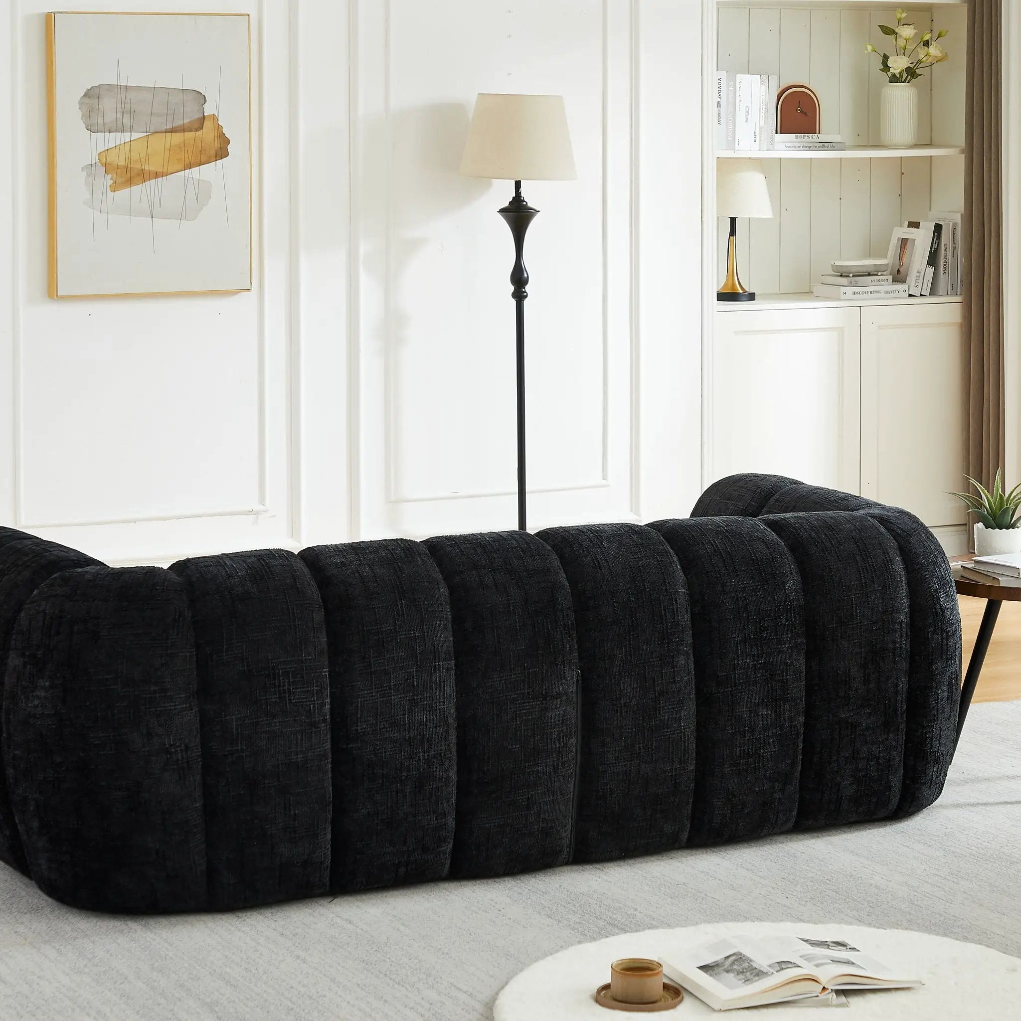 Quilted Cloud Sofa With Rounded Armrests And Piano Key Backrest Design by HouseOfZazla