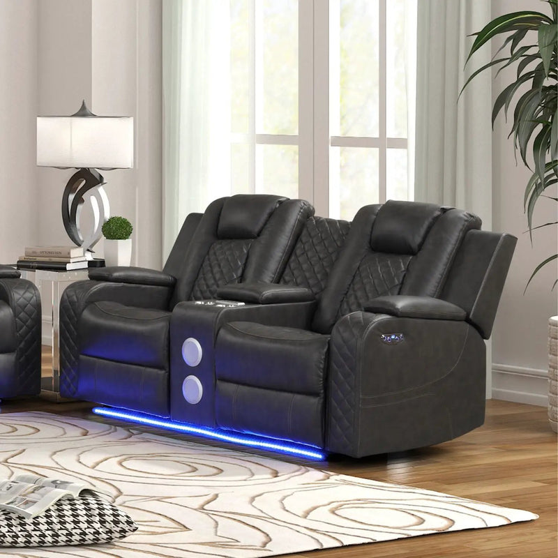 Benz - Power Reclining Loveseat With LED Lighting And Built In USB by HouseOfZazla