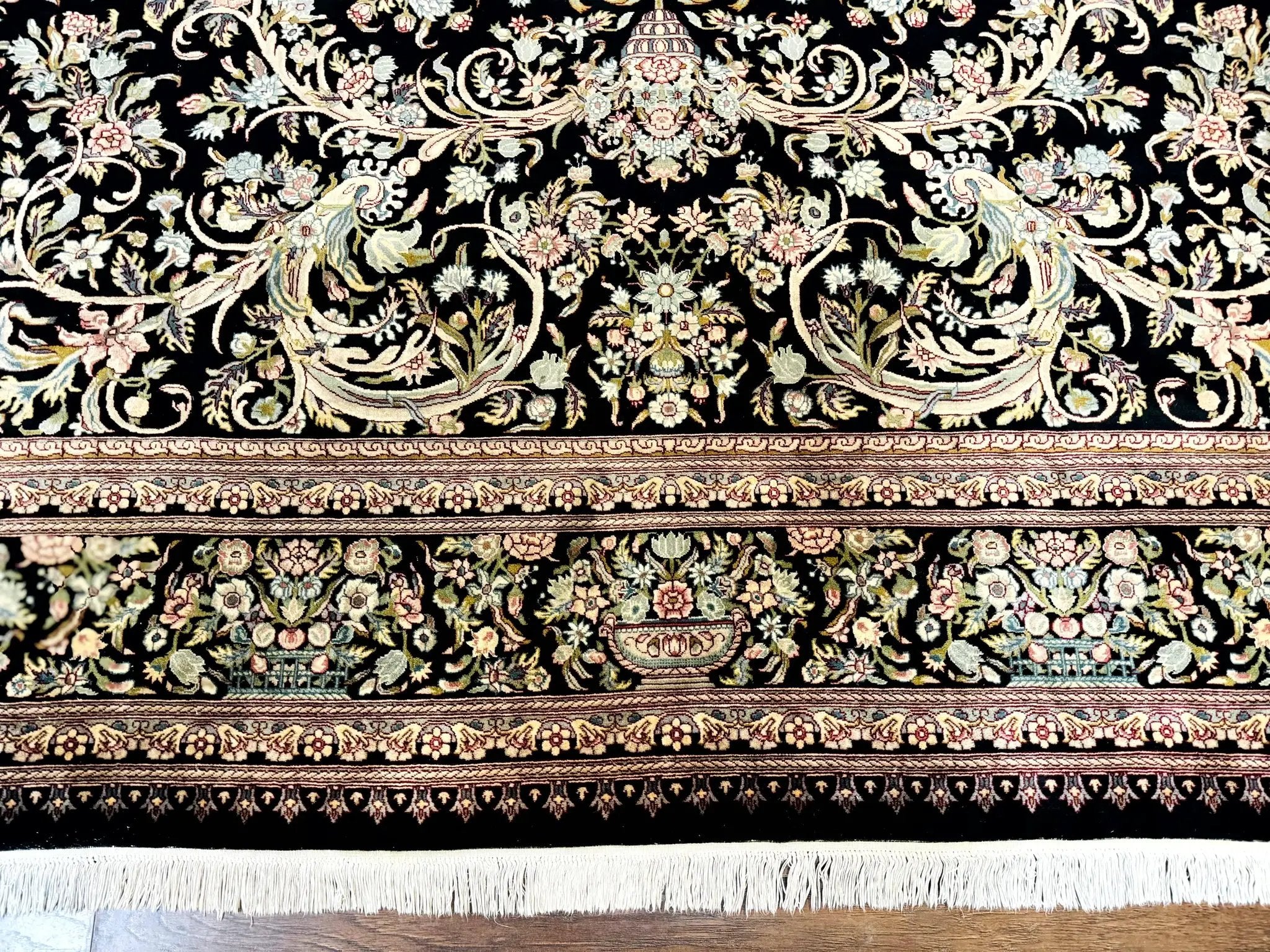 Pak Persian Rug 9x12, Highly Detailed Fine 260 KPSI, Floral, Handmade Traditional Carpet, Black by Jewel Rugs