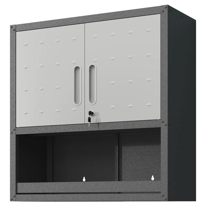 Metal Wall Mounted Tool Storage Cabinet With Locking Door, 1 Shelf & 1 Drawer by HouseOfZazla