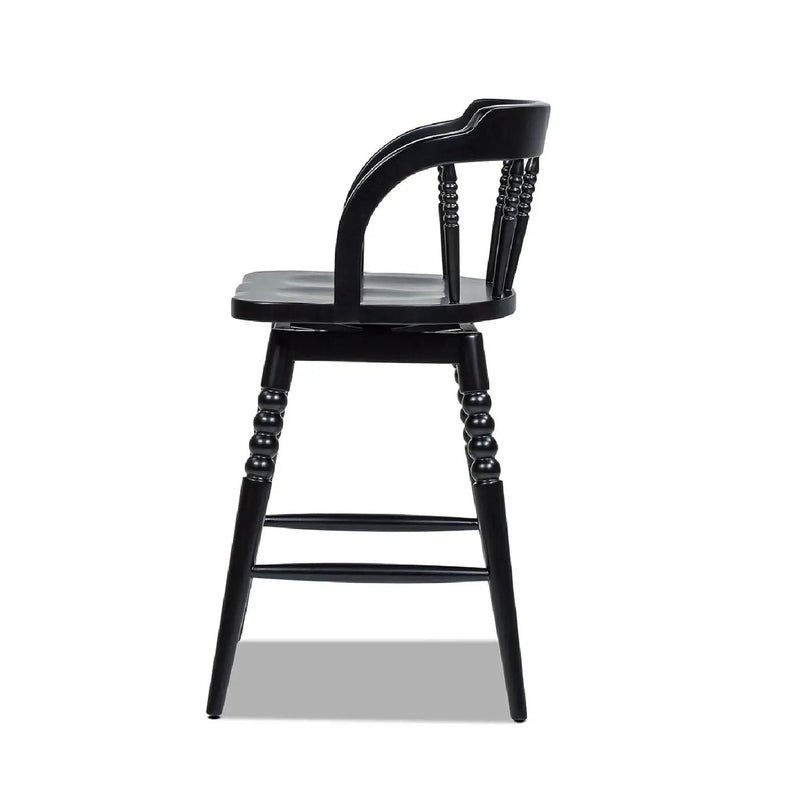 Breda - Turned Bubble Spindle Low Back Counter Stool - Black by HouseOfZazla