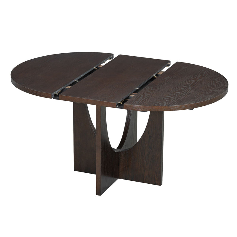 Topmax - 5 Piece Modern Extendable Round Dining Table Set With Removable Leaf For Small Places by HouseOfZazla