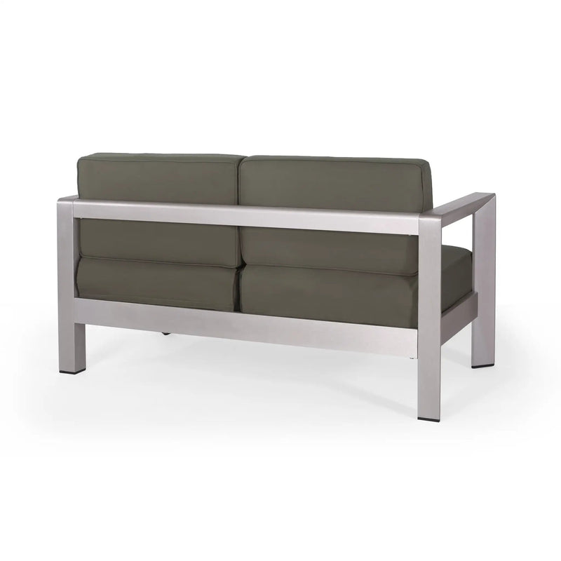 Outdoor Aluminum Loveseat – Low-Profile Patio Seating with Deep Cushions by HouseOfZazla