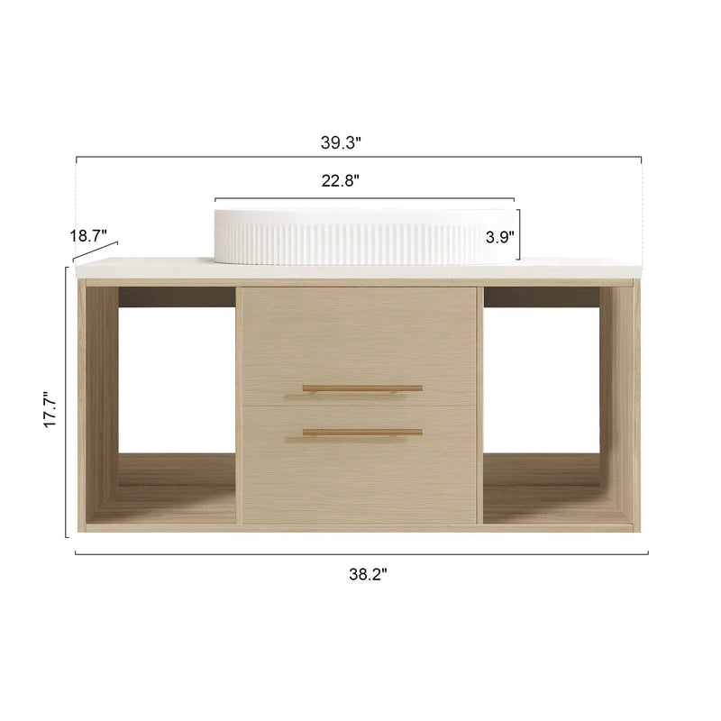 Modern 39.3 Wall-Mounted Bathroom Vanity with Ceramic Sink by HouseOfZazla