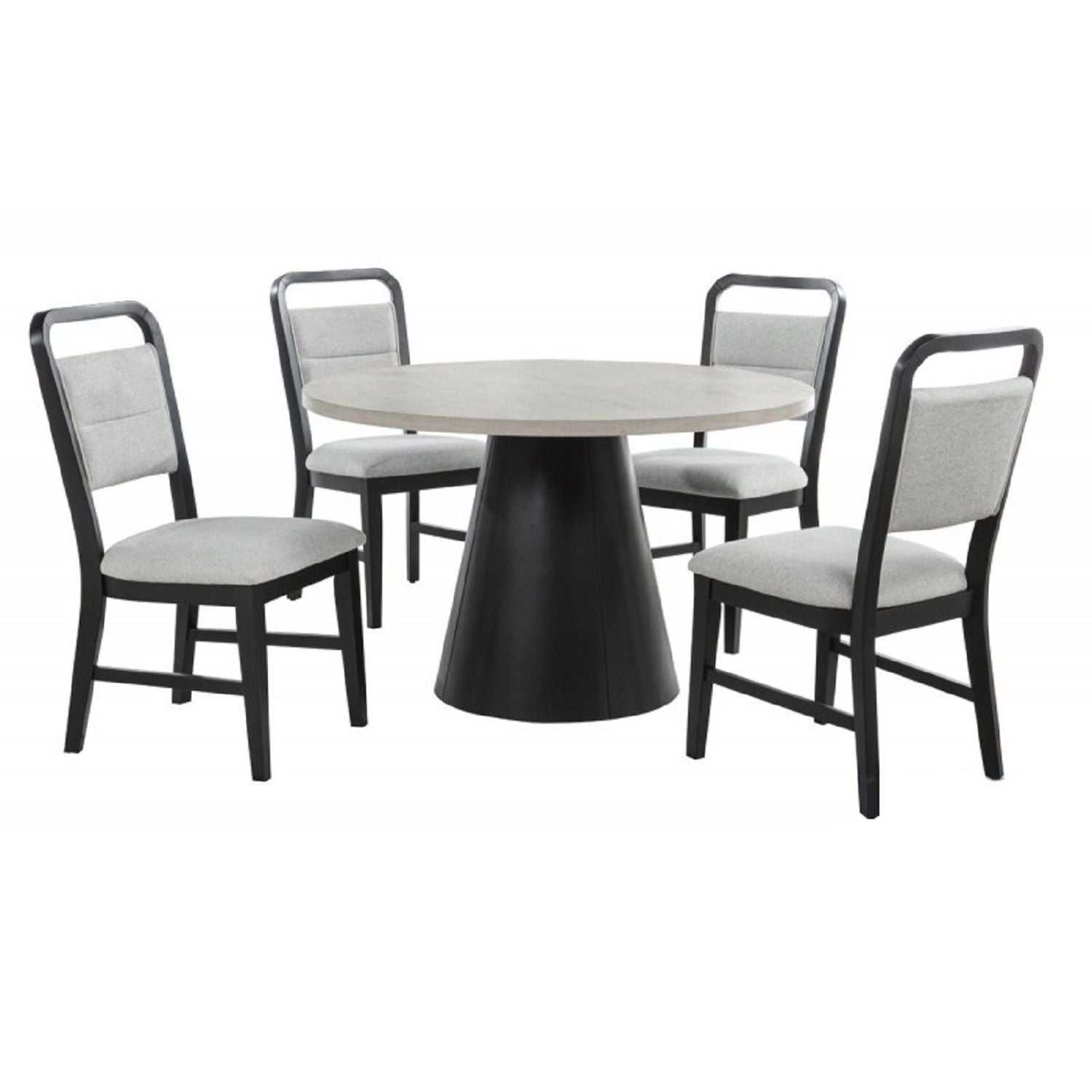 Dining Set With Round Table And 4 Upholstered Chairs - Black / Gray by HouseOfZazla