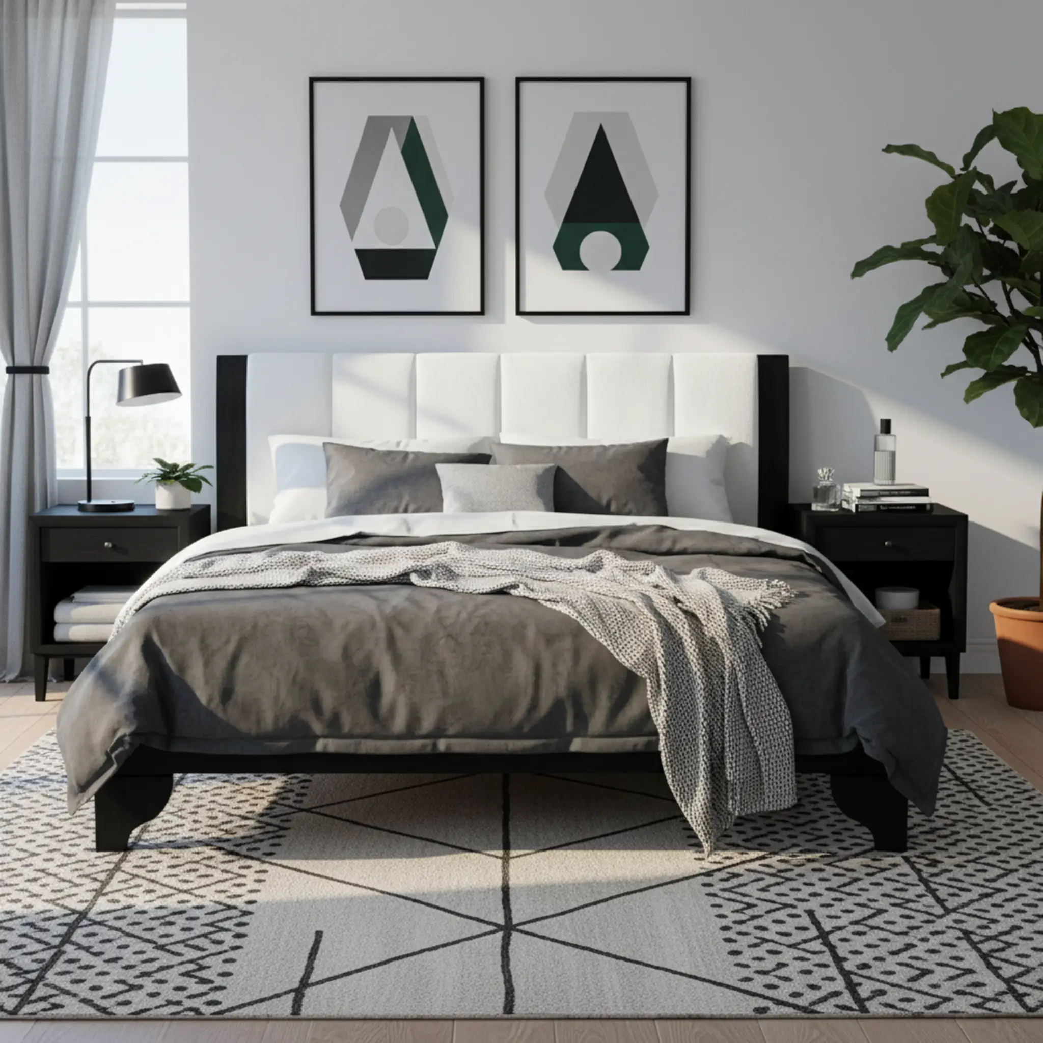 King Size Bed Frame Black and White by HouseOfZazla