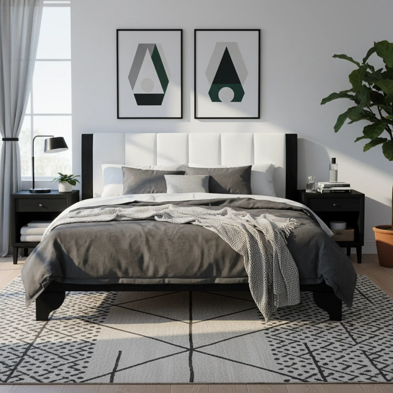 King Size Bed Frame Black and White by HouseOfZazla