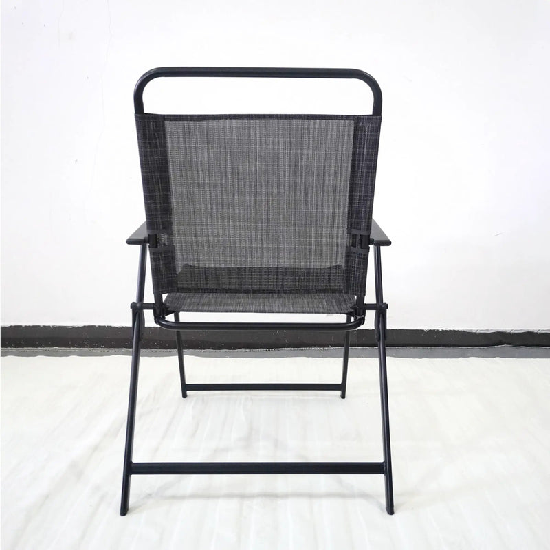Outdoor Patio Dining Set For 4 People, Metal Patio Furniture Table And Chair Set With Umbrella - Black by HouseOfZazla