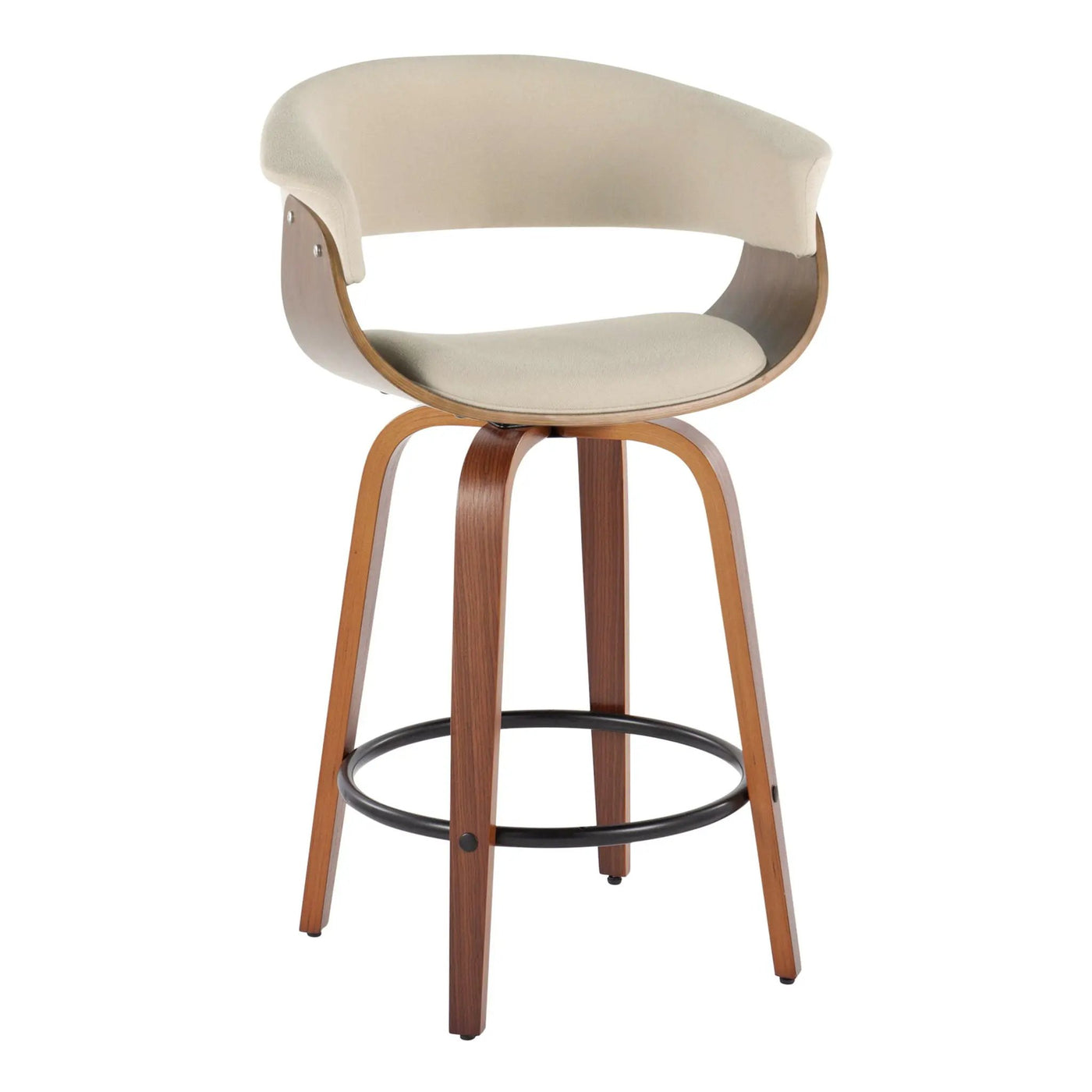 Vintage Mod - Mid Century Modern Fixed Height Counter Stool & Swivel With Round Footrest (Set of 2) by HouseOfZazla