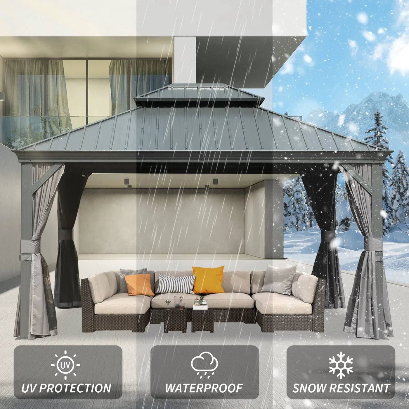 10' x 14' Hardtop Gazebo with Galvanized Steel Double Roof by HouseOfZazla