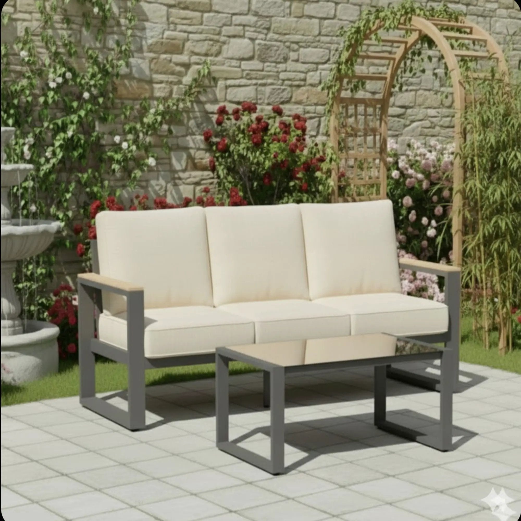 Modern Outdoor Sofa Set With Coffee Table by HouseOfZazla