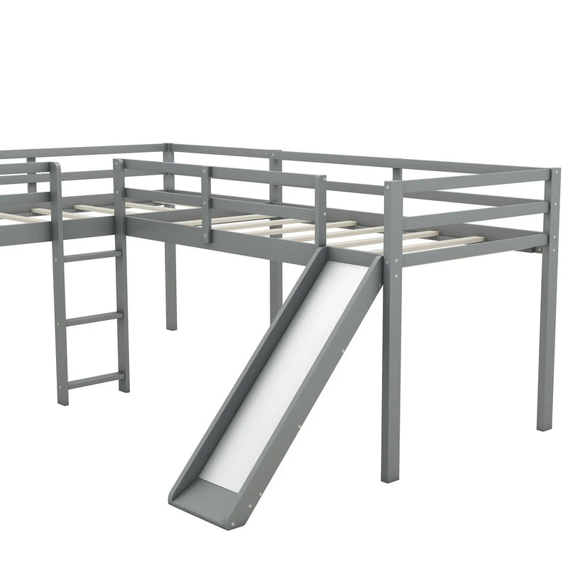 L Shaped Loft Bed With Ladder And Slide
