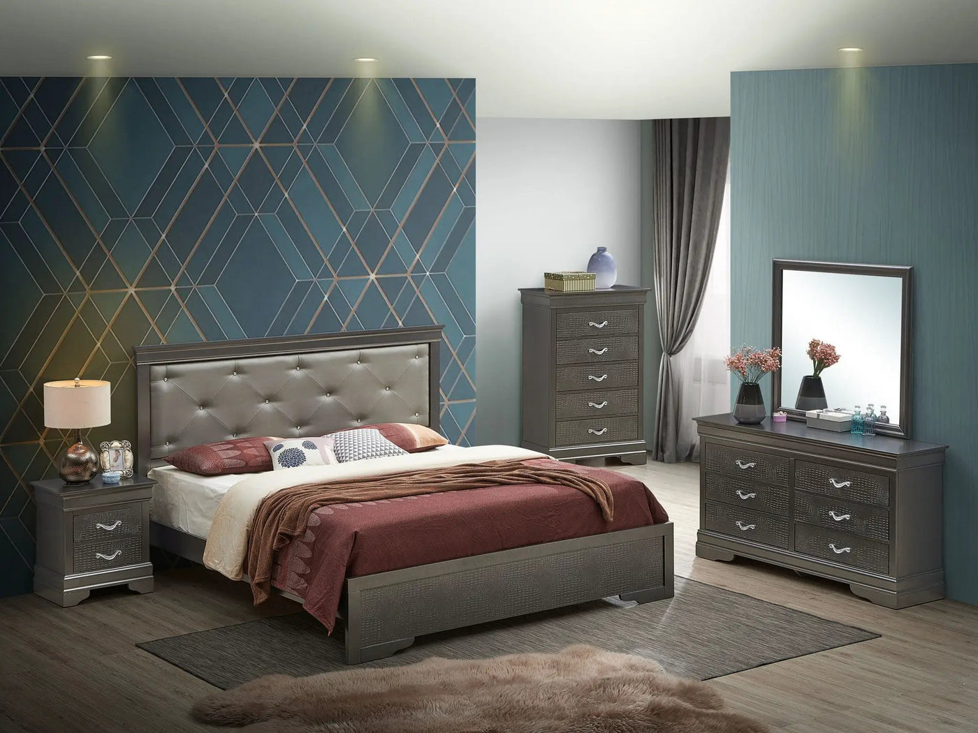 Chic Elegantly Designed Transitional Bed by HouseOfZazla