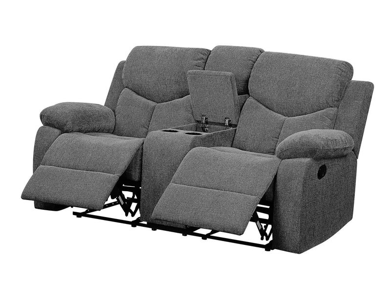 Kalen - Chenille Loveseat With Console - Gray by HouseOfZazla