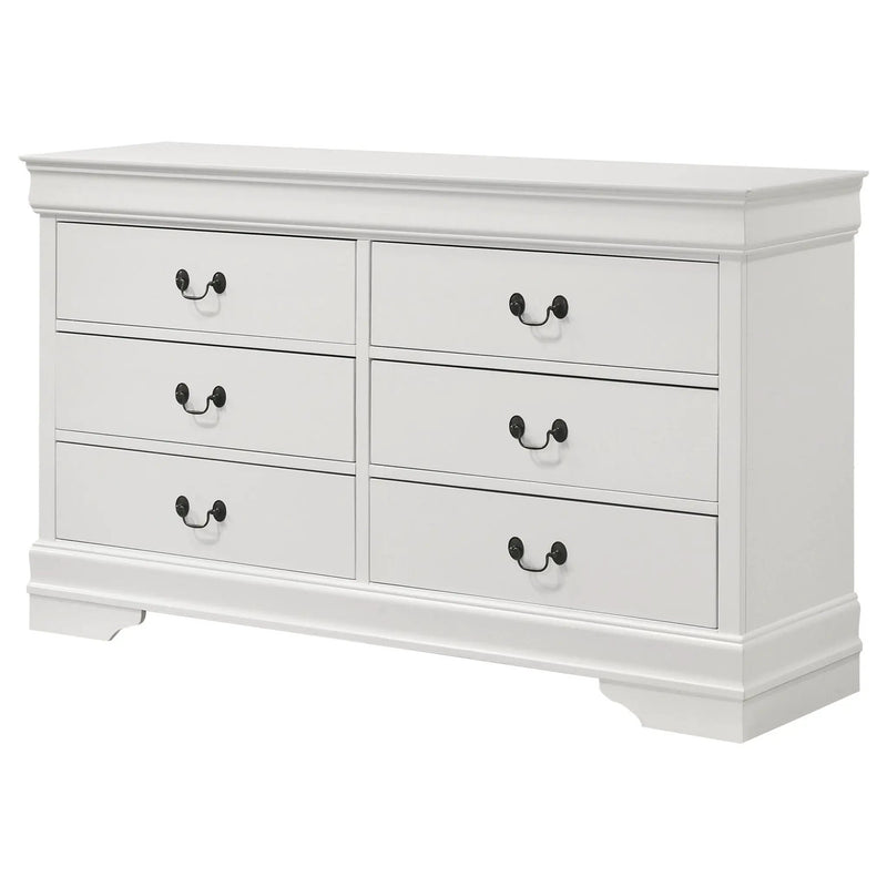 Louis Philippe 6-drawer Dresser White by Unique Piece Furniture