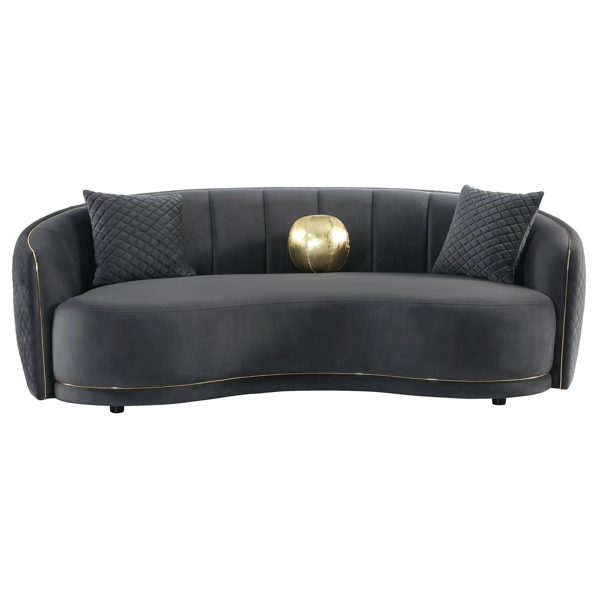 Brookside 2-piece Velvet Upholstered Sofa Set Dark Grey by Unique Piece Furniture