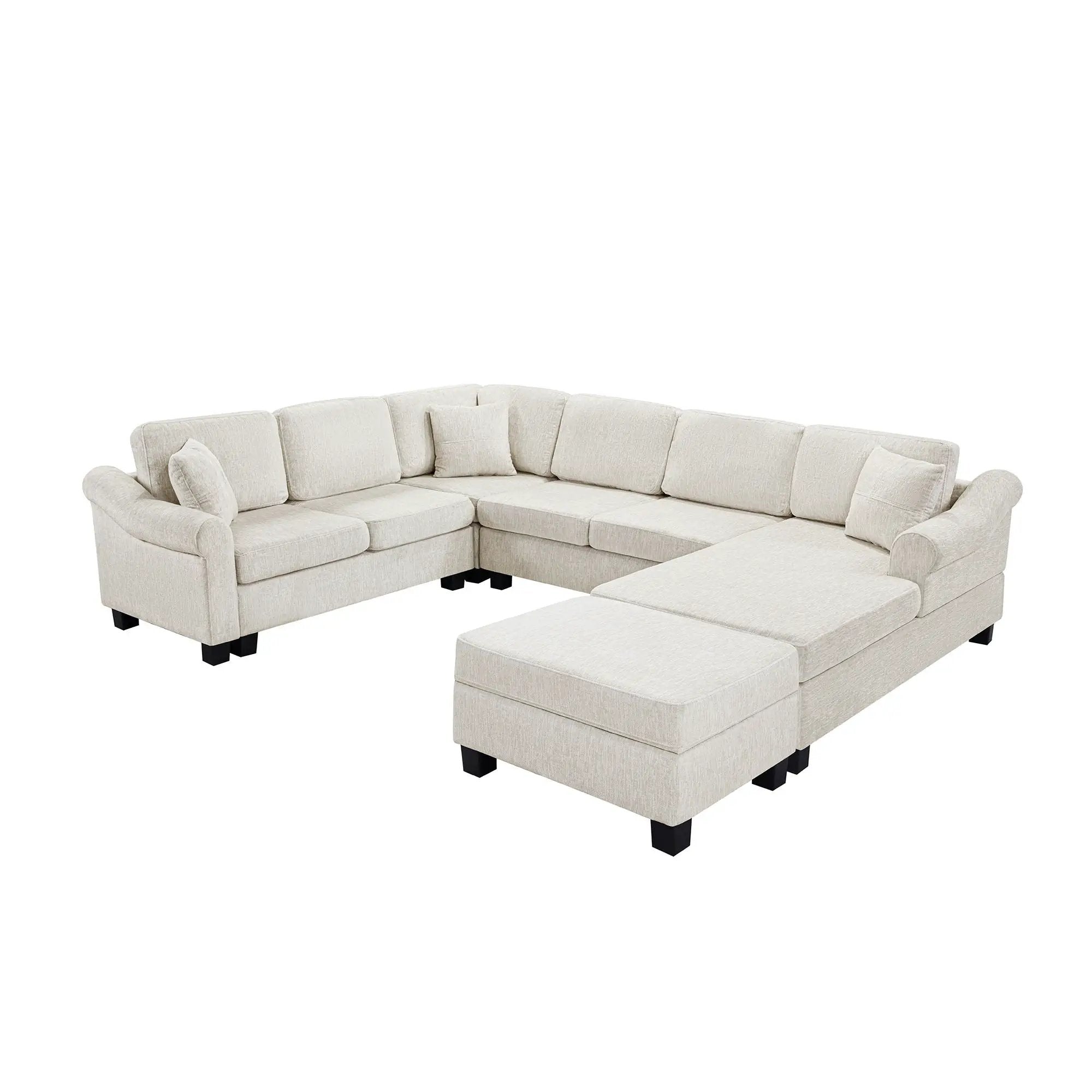 Contemporary U - Shaped Sectional Sofa With Movable Storage Ottoman by HouseOfZazla