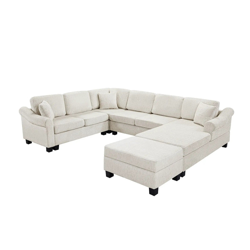 Contemporary U - Shaped Sectional Sofa With Movable Storage Ottoman by HouseOfZazla