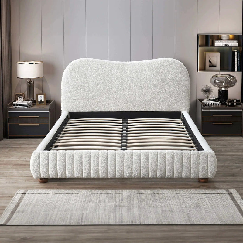 Norme - Queen Size Upholstered Low Profile Platform Bed - Cream by Unique Piece Furniture