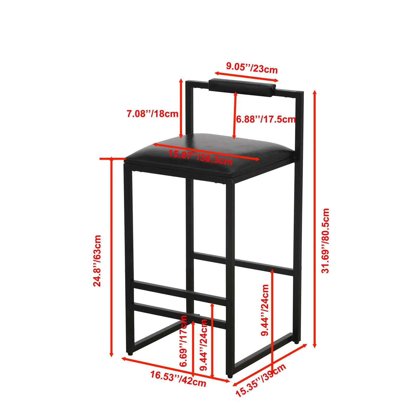 Elegant Bar Stool Set With Backrest And Footrest, Counter Height (Set of 2) by HouseOfZazla