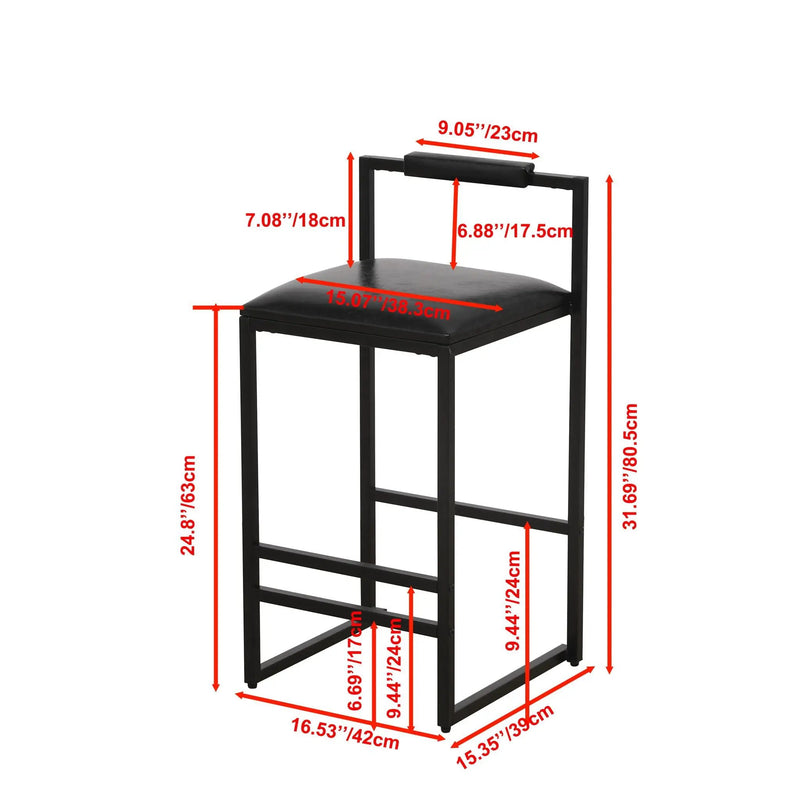 Elegant Bar Stool Set With Backrest And Footrest, Counter Height (Set of 2) by HouseOfZazla