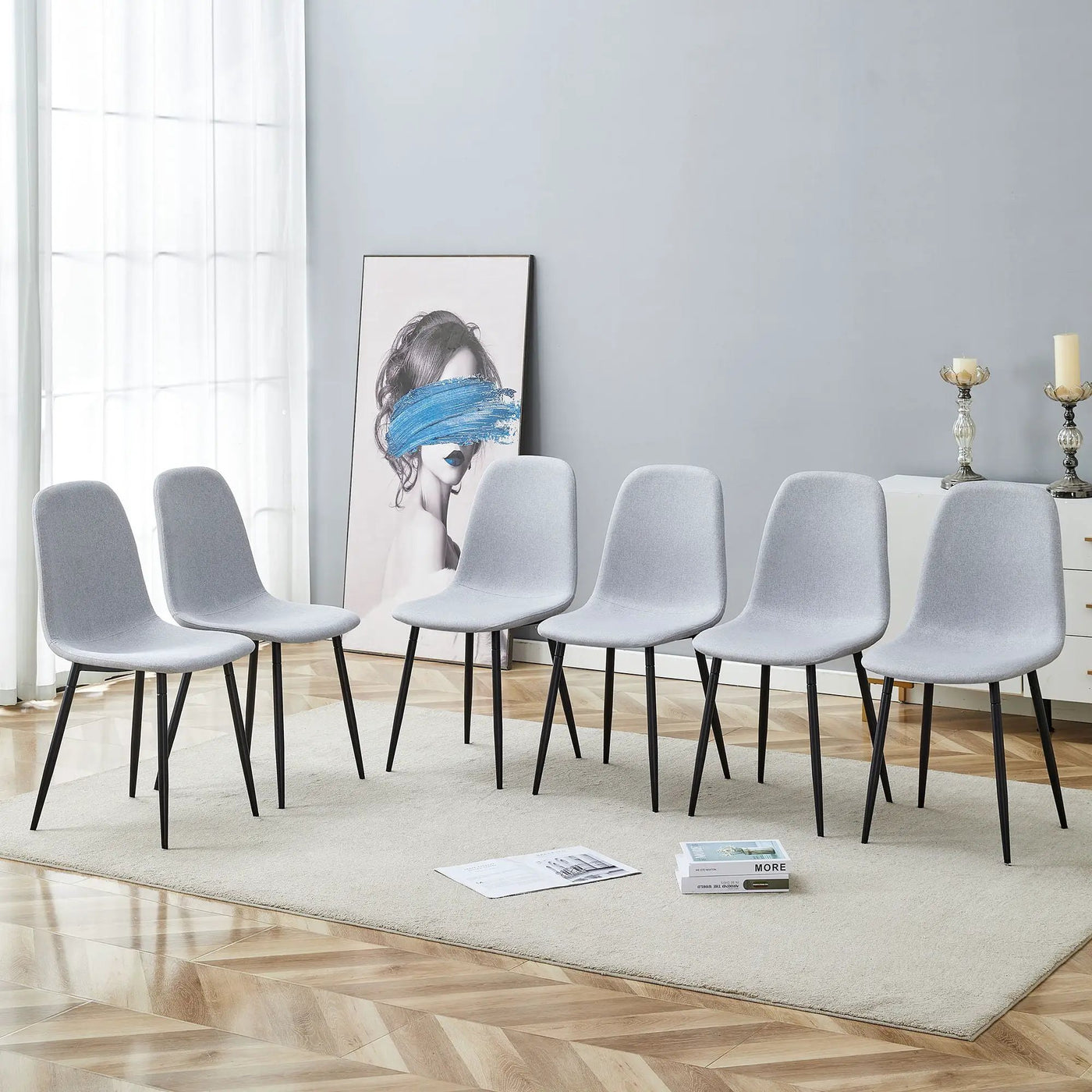 Modern Medieval Style Cushioned Side Chairs Set With Metal Legs For Kitchens by HouseOfZazla