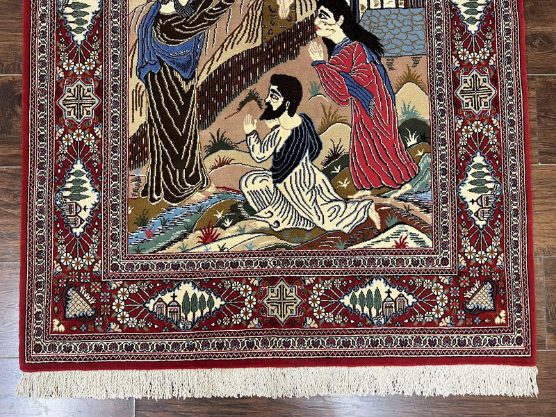 Persian Kashan Pictorial Rug 3x5 - Jesus on Cross by Jewel Rugs