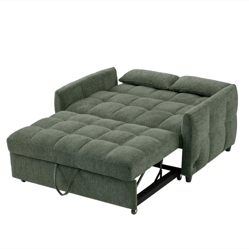 Loveseat Sofa Pull-Out Bed With Adjustable Backrest, 3 USB Ports And 2 Lumbar Pillows For Living Room by HouseOfZazla