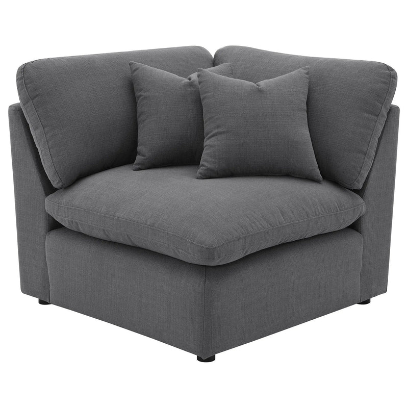 6 Piece Upholstered Modular Sectional Sofa With Reversible Cushions And Ottoman - Charcoal by HouseOfZazla