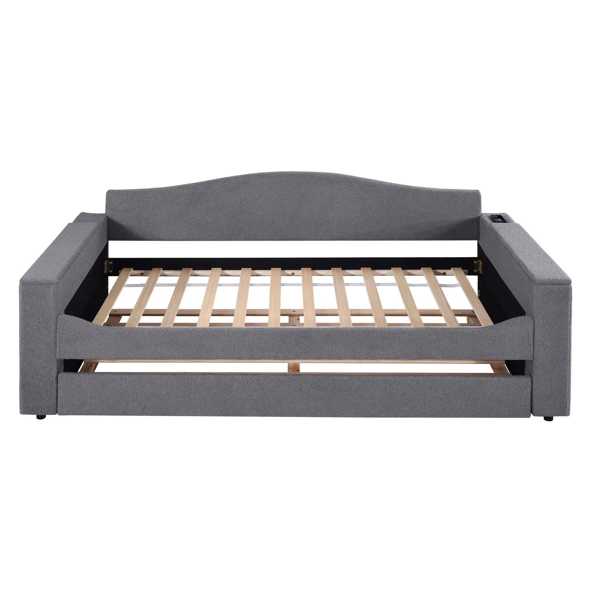 Upholstered Daybed With Storage Armrests, Trundle And Latest Integrated tooth Audio System by HouseOfZazla