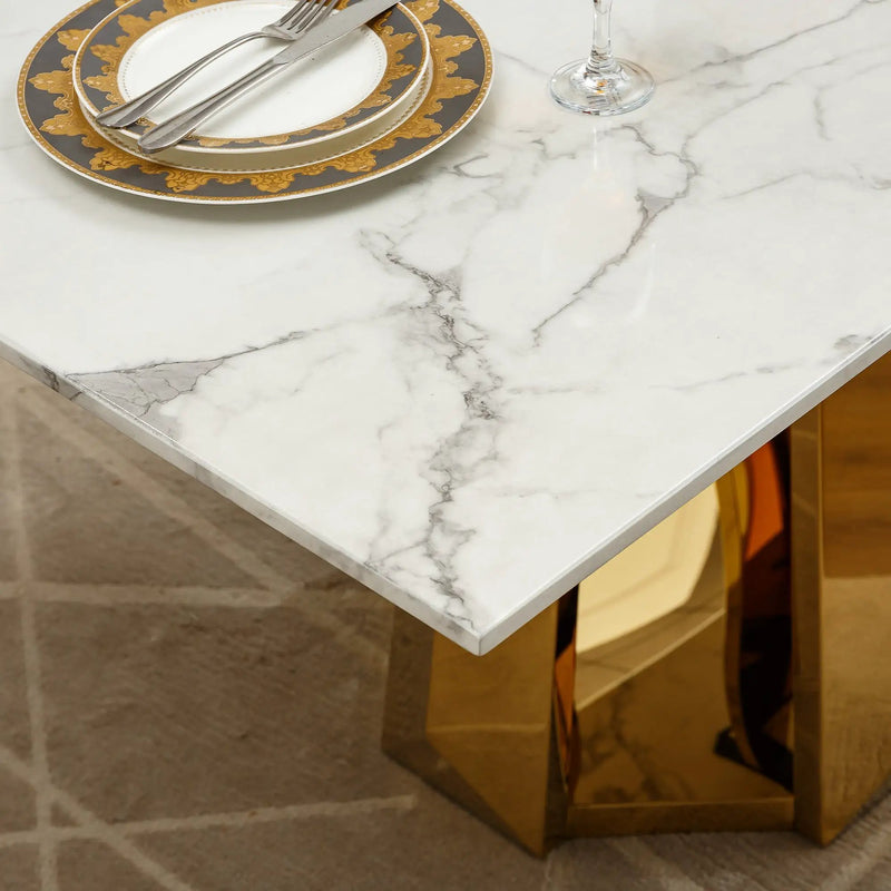 70'' Faux Marble Dining Table for 6 People by HouseOfZazla