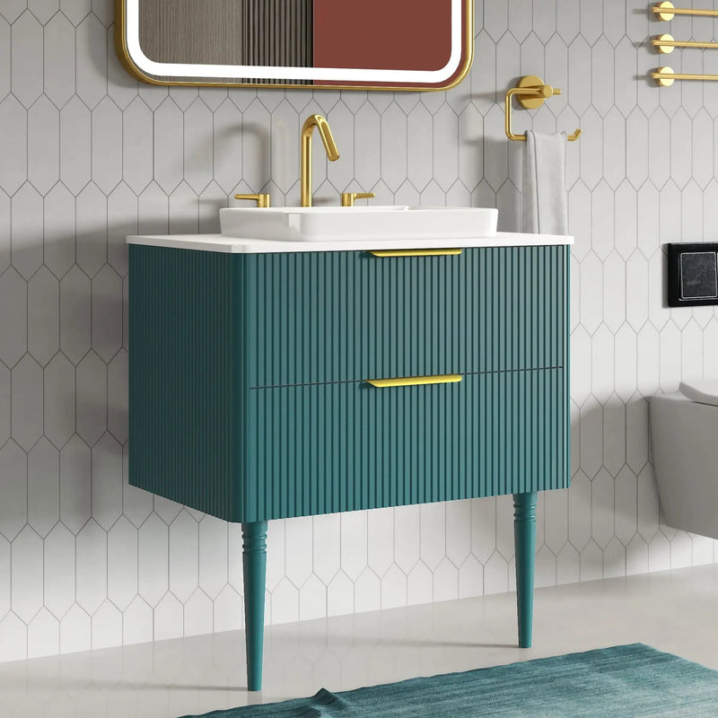Elena - Modern Bathroom Vanity With Sink With Ample Storage, 2 Soft Close Drawers by HouseOfZazla
