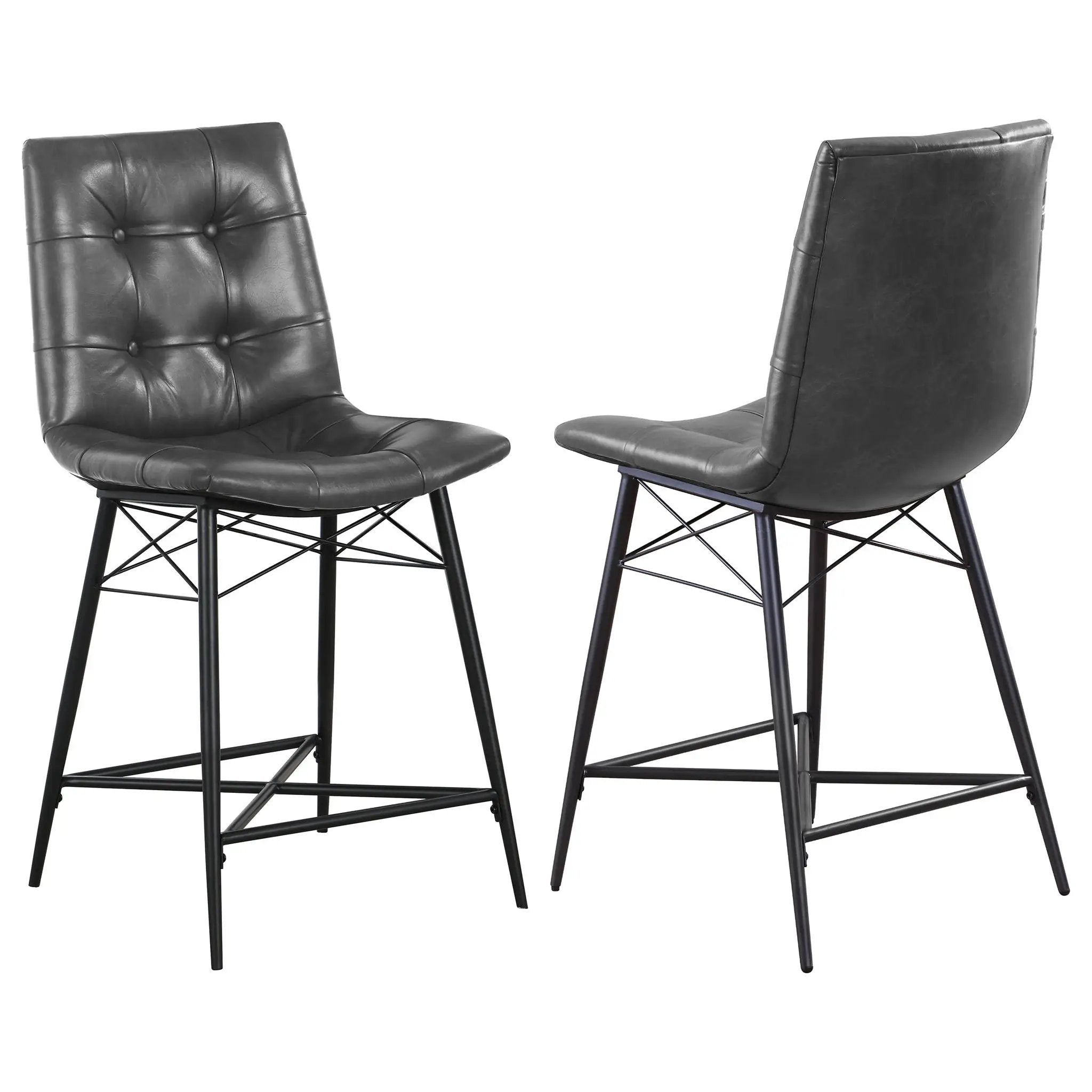Aiken Upholstered Tufted Counter Chair Charcoal (Set of 2) by Unique Piece Furniture