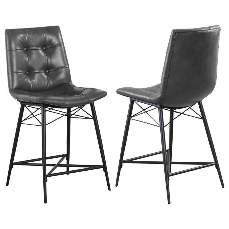 Aiken Upholstered Tufted Counter Chair Charcoal (Set of 2) by Unique Piece Furniture