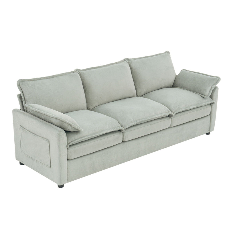 Modern 3 Seater Sofa With Side Storage Pockets For Living Room by HouseOfZazla