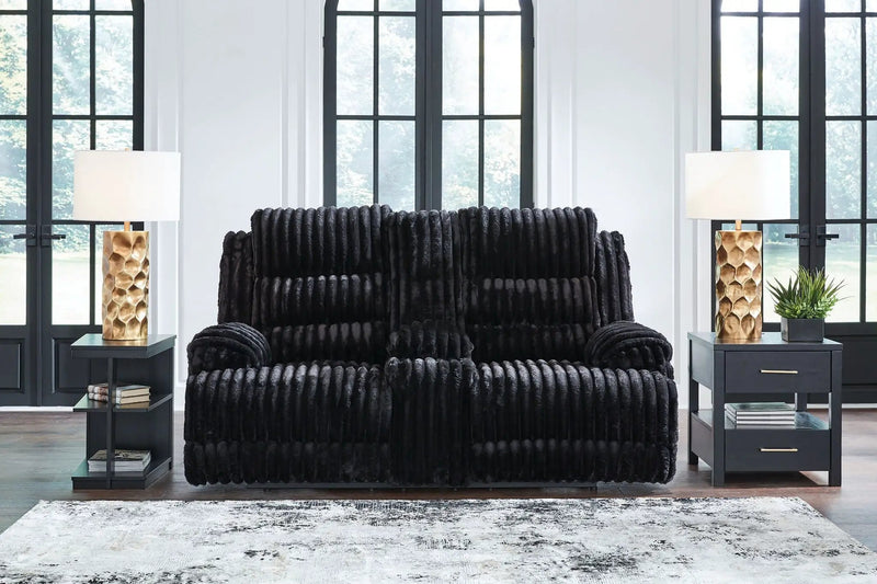Rhine Falls - Double Reclining Power Loveseat With Console - Onyx by Unique Piece Furniture