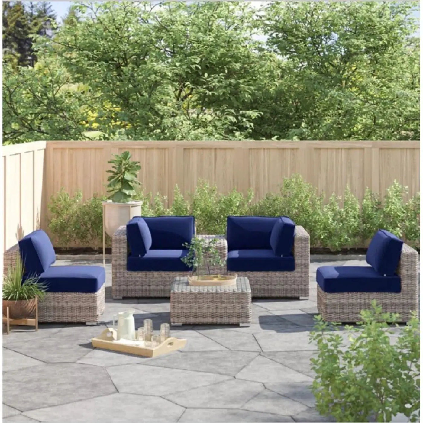 Wicker Seating Group Set With Table And Cushions by Unique Piece Furniture