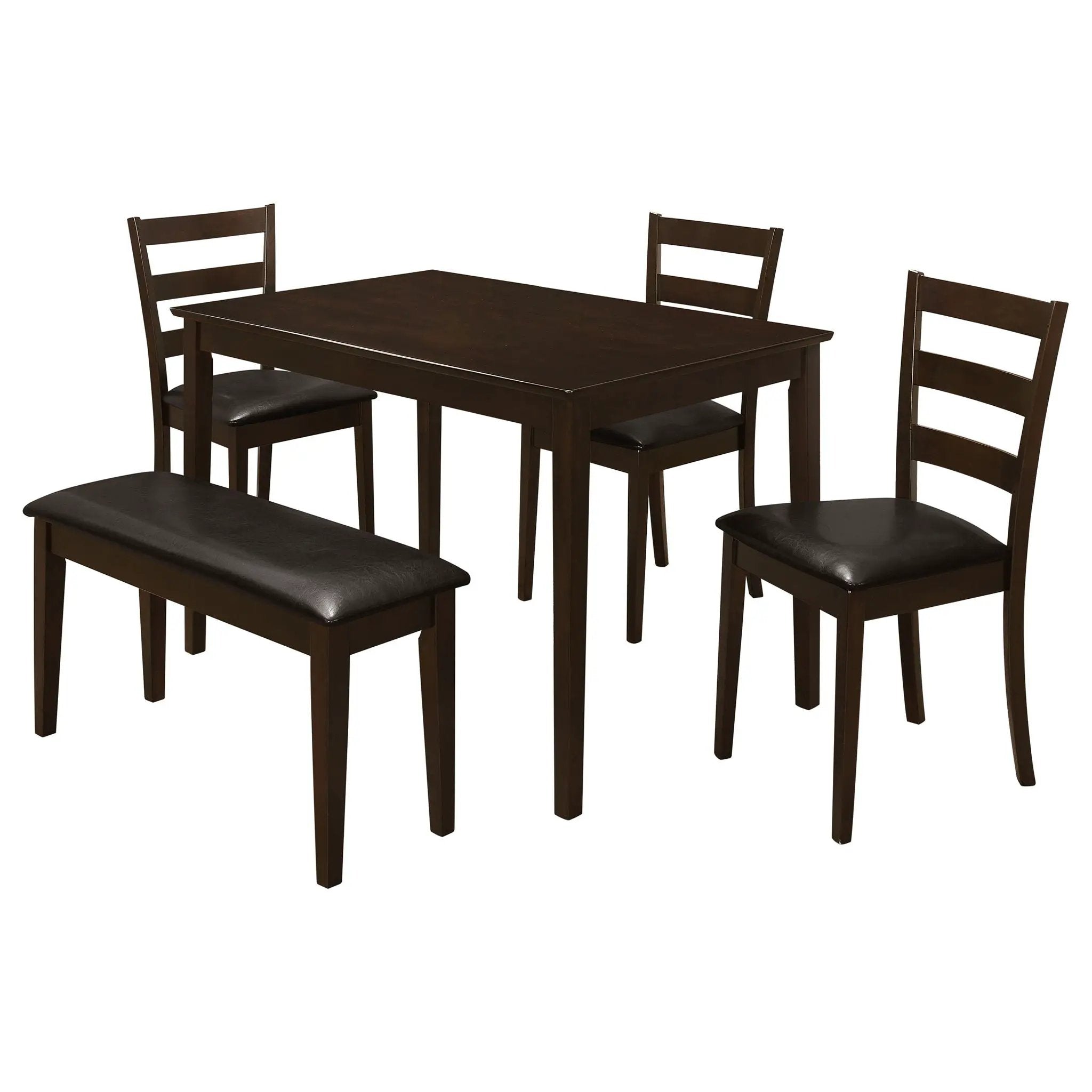 Arvin - 5 Piece Dining Set With Rectangular Table And Bench With Seats - Cappuccino by HouseOfZazla