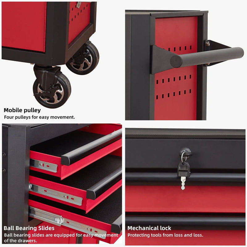 28 Inch 3-Drawer Rolling Tool Chest with Wheels by HouseOfZazla