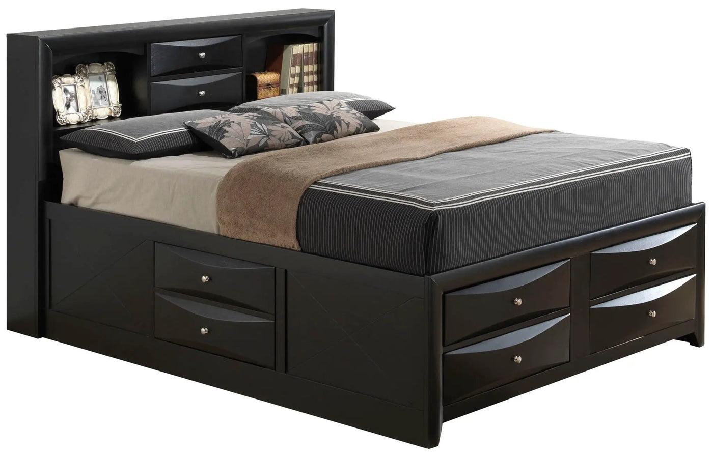 Modern Design Storage Bed With Bookcase Headboard by HouseOfZazla