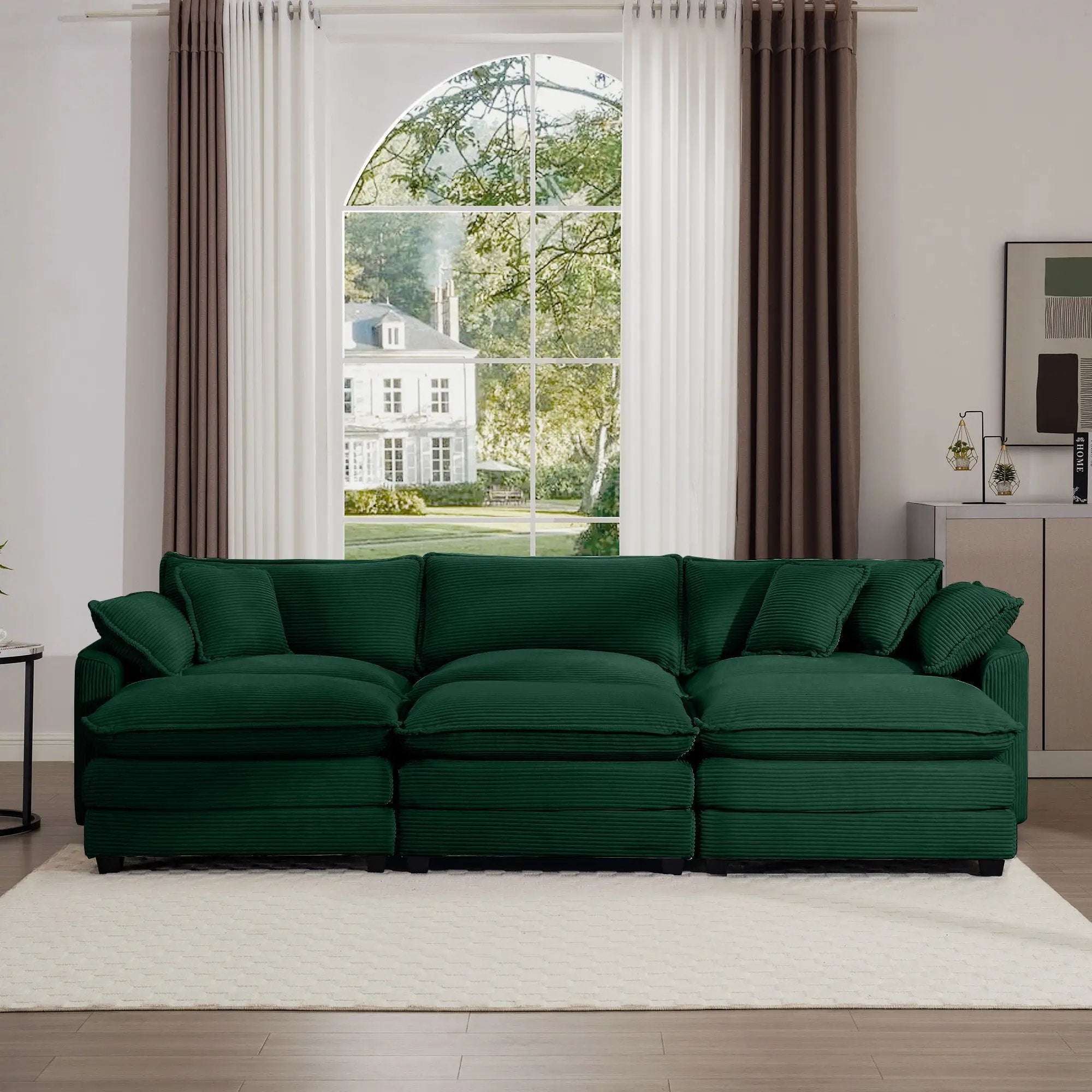 Modern Oversized Modular Cushion Sofa With Ottoman, Low Back, Deep Seating Sofa Set by Unique Piece Furniture