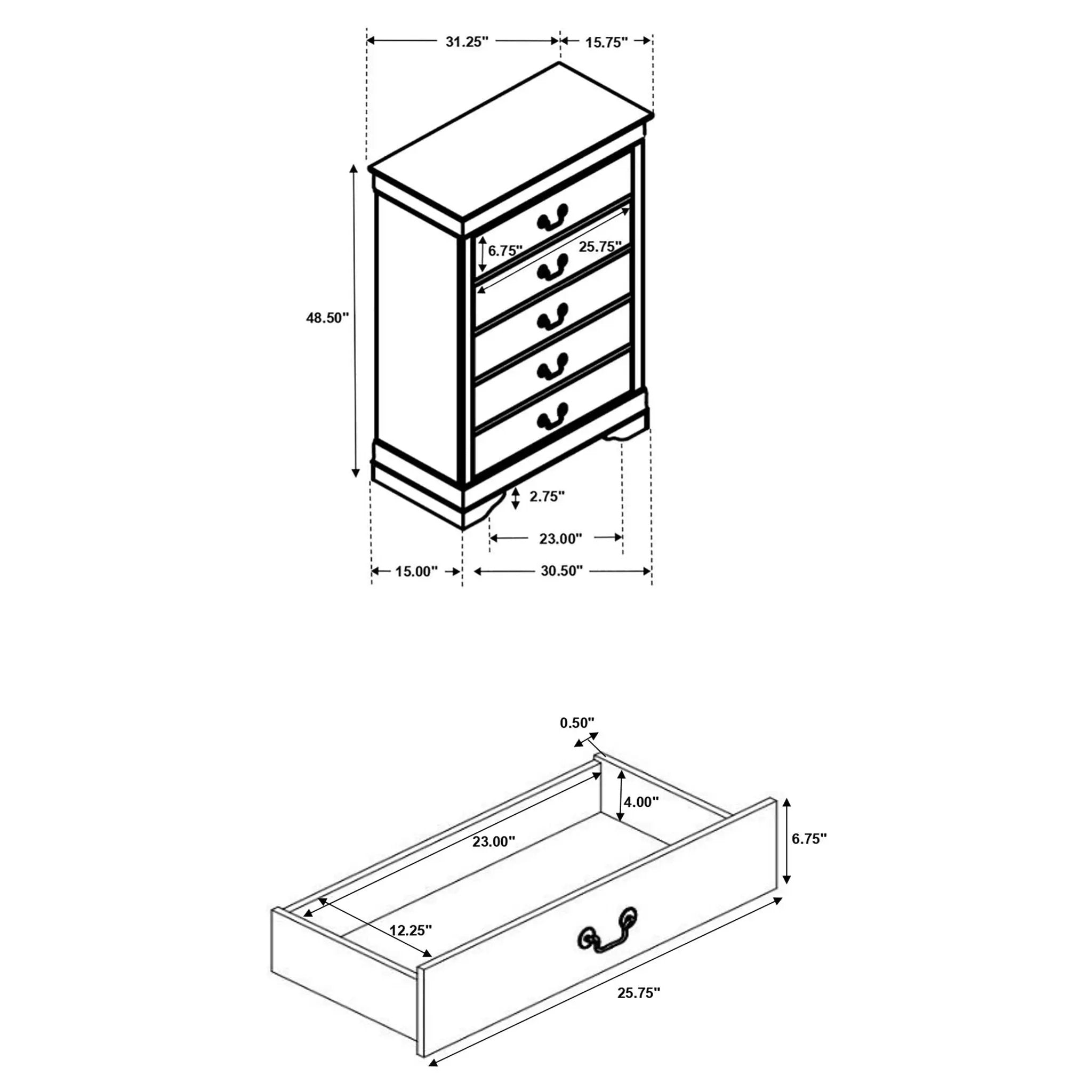 Janson - 5 Drawer Bedroom Chest - Cappuccino by HouseOfZazla