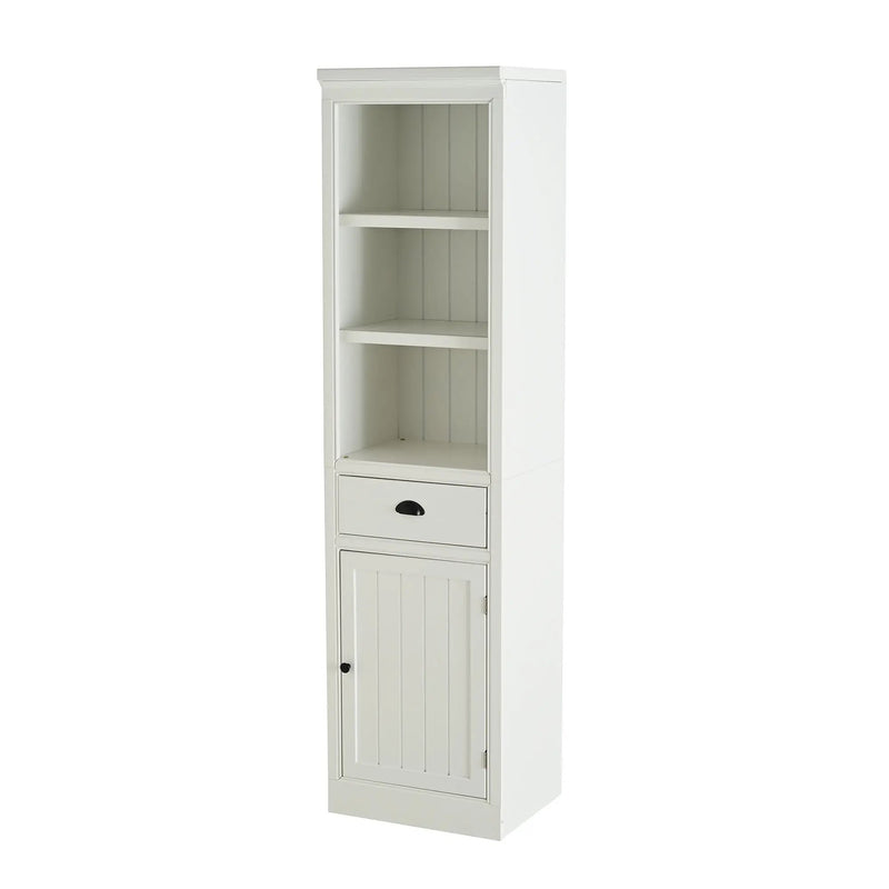 Retro Style 75'' Tall Display Shelf With Cabinet For Hallways Living Room Kitchen - White by Unique Piece Furniture