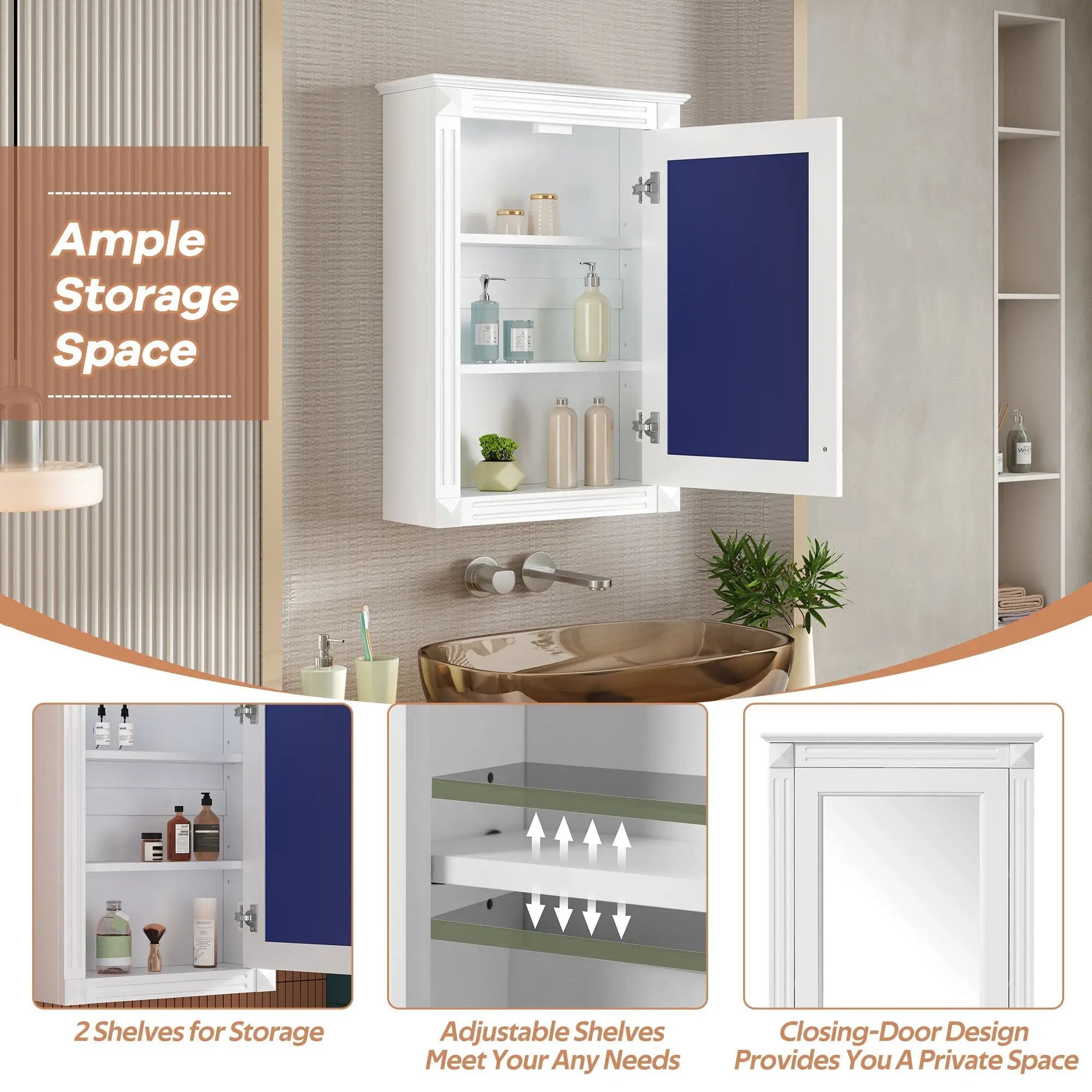 Wall Mounted Bathroom Storage Medicine Cabinet For Over Toilet With Mirror by HouseOfZazla