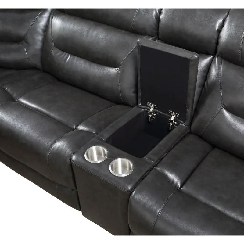 Imogen - Power Motion Sectional Sofa With USB - Gray Leather-Aire by Unique Piece Furniture
