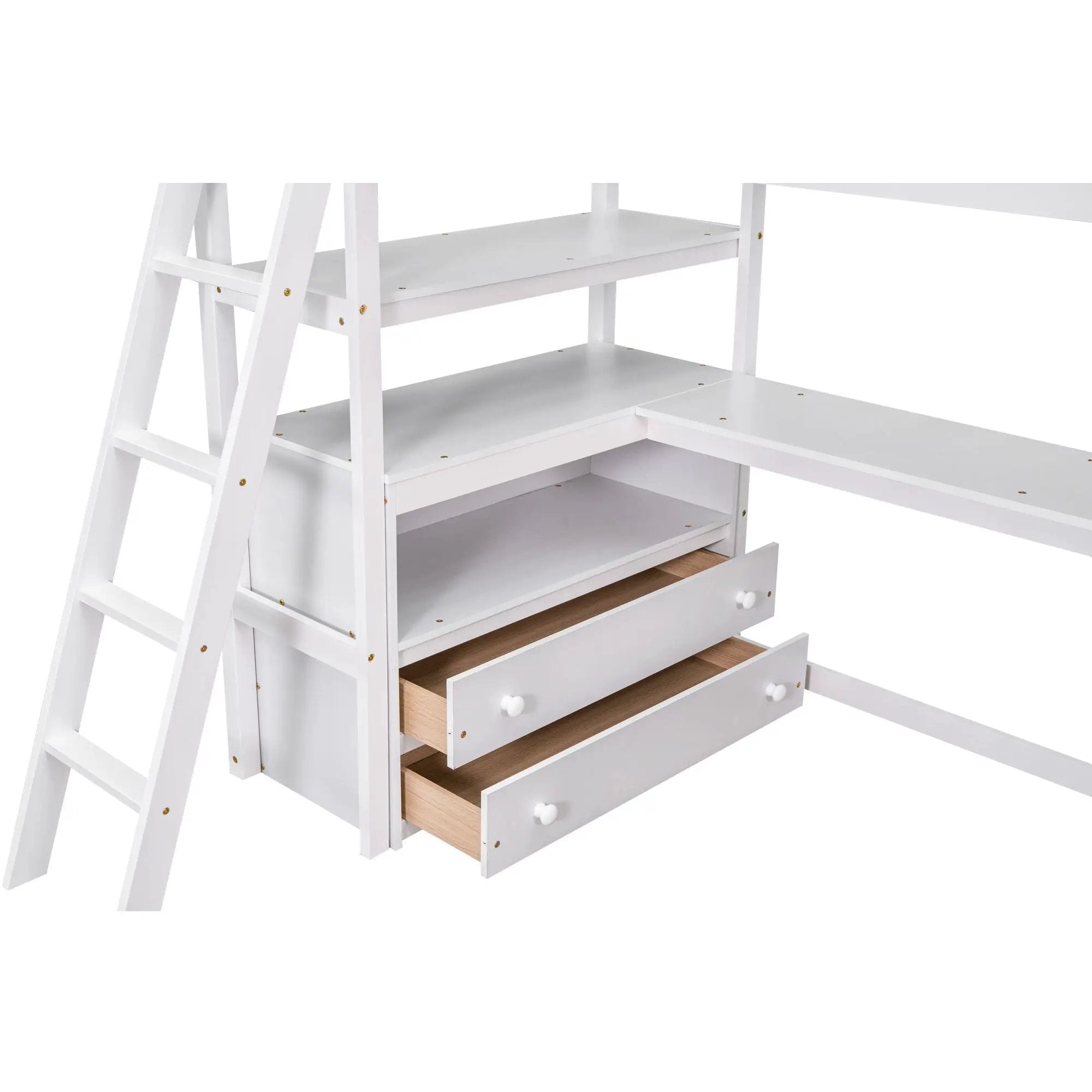 Modern Loft Bed With Built In Desk, Shelves, And 2 Drawers by HouseOfZazla