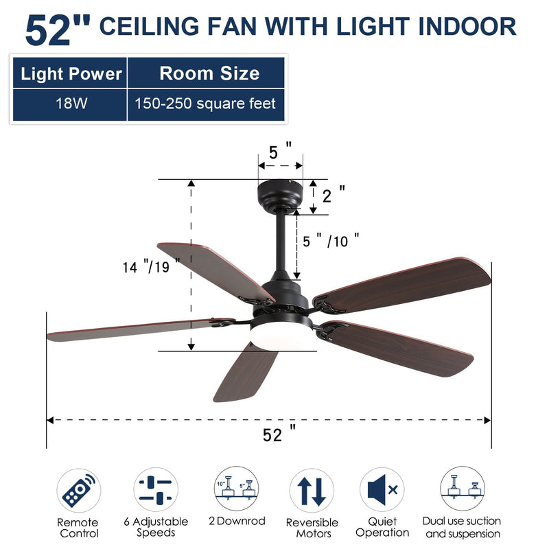 52 Inch Classics Ceiling Fan With LED Light by HouseOfZazla